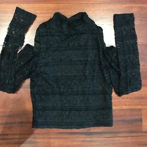 Arden B Tops - Black lace cold shoulder crop top Arden B Tops - Black lace cold shoulder crop top